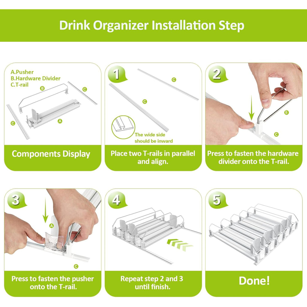 Drink Organizer For Fridge,Self Pushing Fridge Drink Organizer,Automatic Drink Dispenser For Fridge-Holds Up To 25 Cans