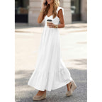 Prettygarden Women'S 2026 Summer Casual Maxi Dresses Cap Sleeve V Neck Smocked Long Pockets Party Sundress Vacation Outfits