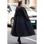 ebossy Women's Double Breasted Duster Trench Coat Slim Full Length Maxi Long Overcoat