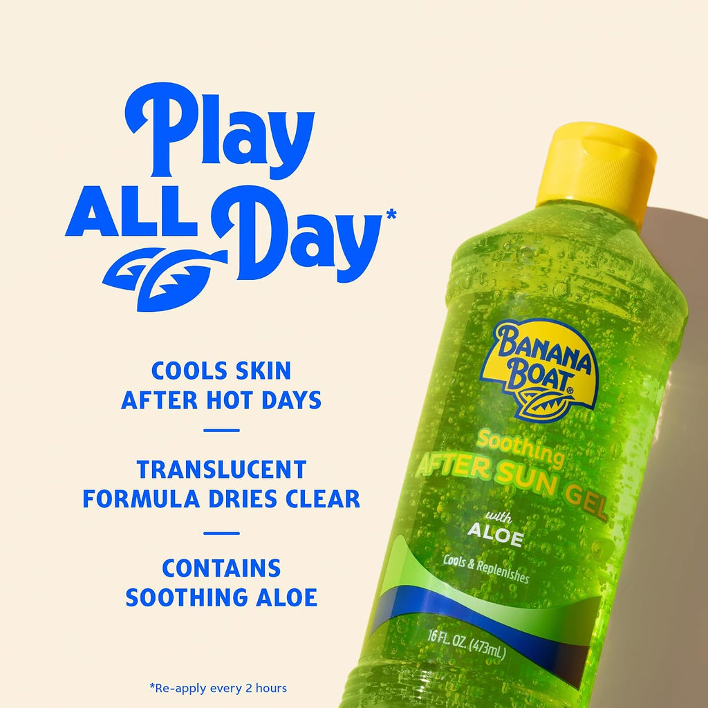 Banana Boat Soothing After Sun Gel With Aloe Twin Pack | Aloe Vera Gel, Sunburn Relief, After Sun Care, 16 Fl Oz Each