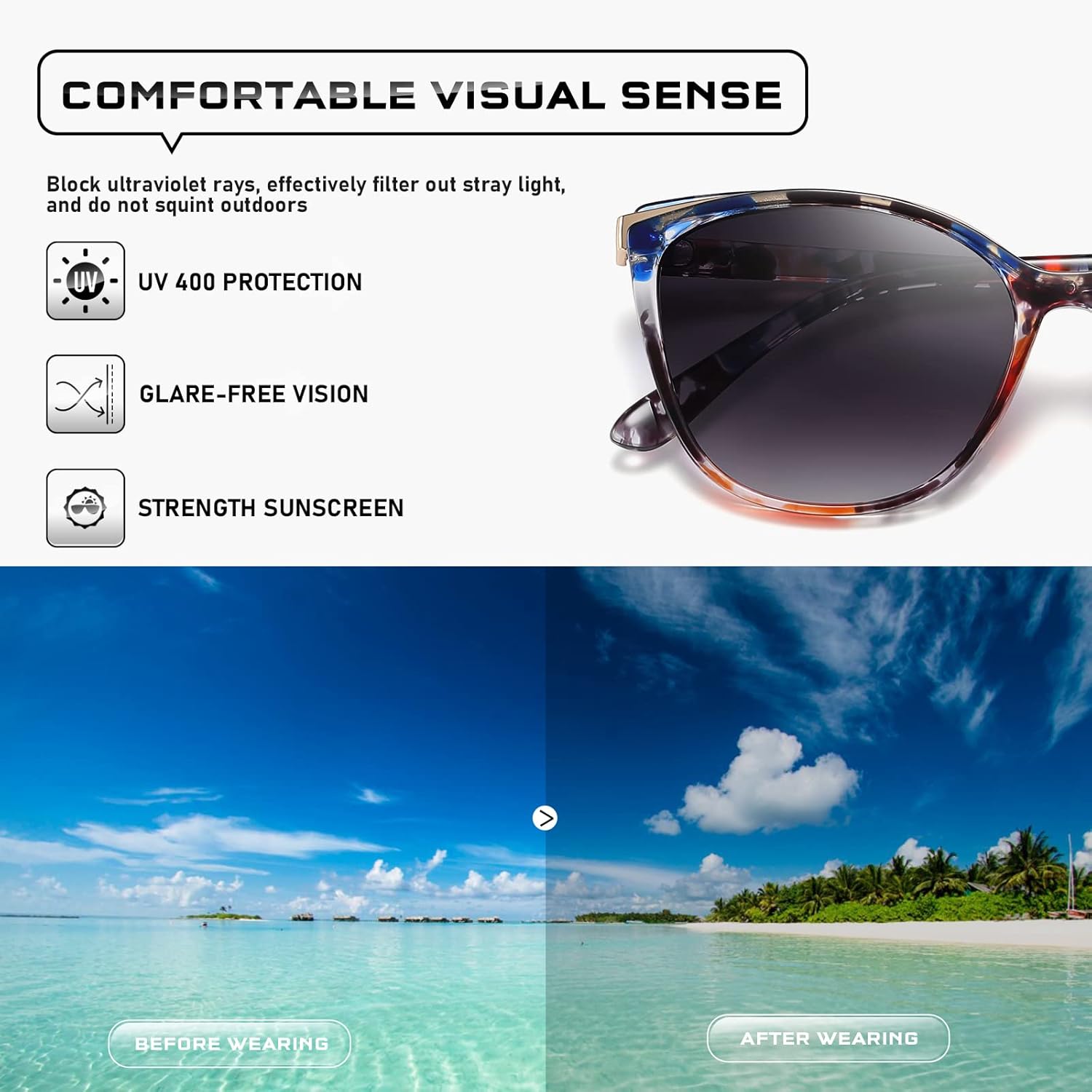 Trendy Cat Eye Sunglasses for Women Fashion Cateye UV400 Protection Glasses CL22017