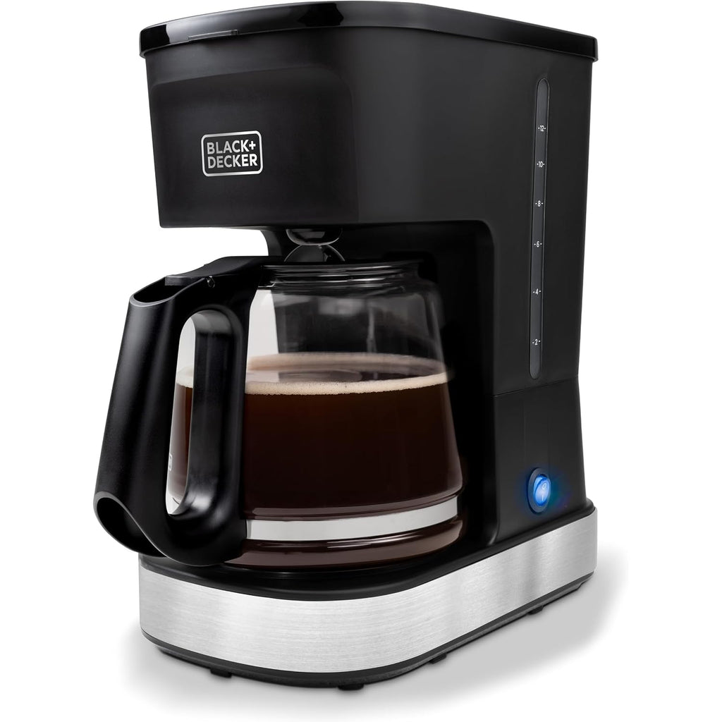 Black+Decker Cafécraft 12-Cup Coffee Maker, One-Switch Drip Coffeemaker With Vortex Showerhead Technology, Sneak-A-Cup, Keep Warm Function, Stainless Steel