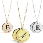 MignonandMignon Personalized Initial Necklace with Date Engraved | Gold Coin Disc Pendant for Women | Dainty Letter Necklace Gift for Mom Teen Girls Mothers Day Birthday