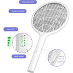 2Pack Electric Fly Swatter,4000V Bug Zapper Racket With 1500Mah Battery Rechargeable,2 In 1 Fly Zapper & Purple Mosquito Killer Lamp With 3 Layers Of Safety Net Suitable For Indoor And Outdoor