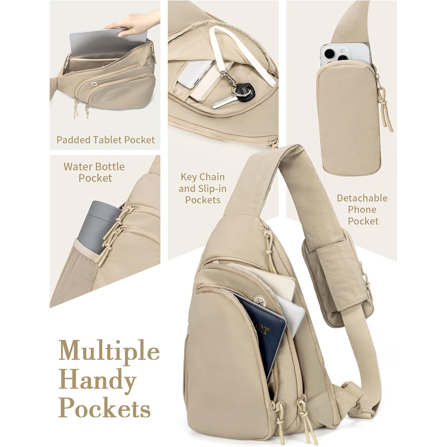 Sling Bag Nylon Crossbody Bags For Women With Anti-Theft Rfid Blocking Pocket Cross Body Purse Adjustable Shoulder Strap