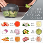 Ourokhome Manual Food Processor Vegetable Chopper, Portable Hand Pull String Garlic Mincer Onion Cutter For Veggies, Ginger, Fruits, Nuts, Herbs, Etc., 500Ml, Grey