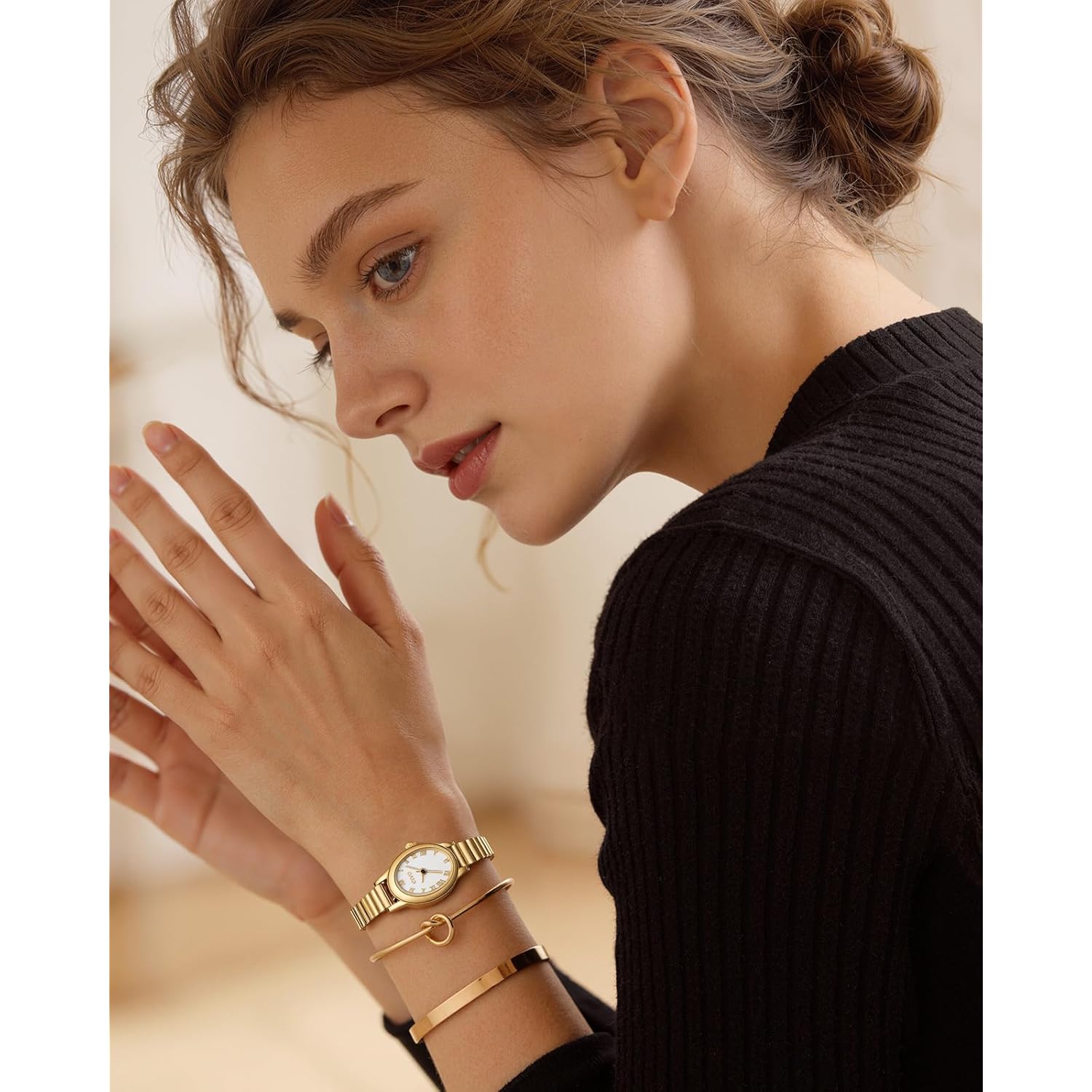 CIVO Small Gold Watches for Women: Vintage Roman Dial Analog Watch with Expansion Band - Dainty Ladies Watch with Small Wrists - Gifts for Mom Wife Anniversary Birthday