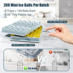 Mini Ice Cube Trays For Freezer With Lid, 0.55" Pebble Ice | 2 Trays-Blue, With Ice Box & Scoop. For Iced Coffee, Bottles, Juice & Everyday Drinks, Easy Twist Release, Stackable