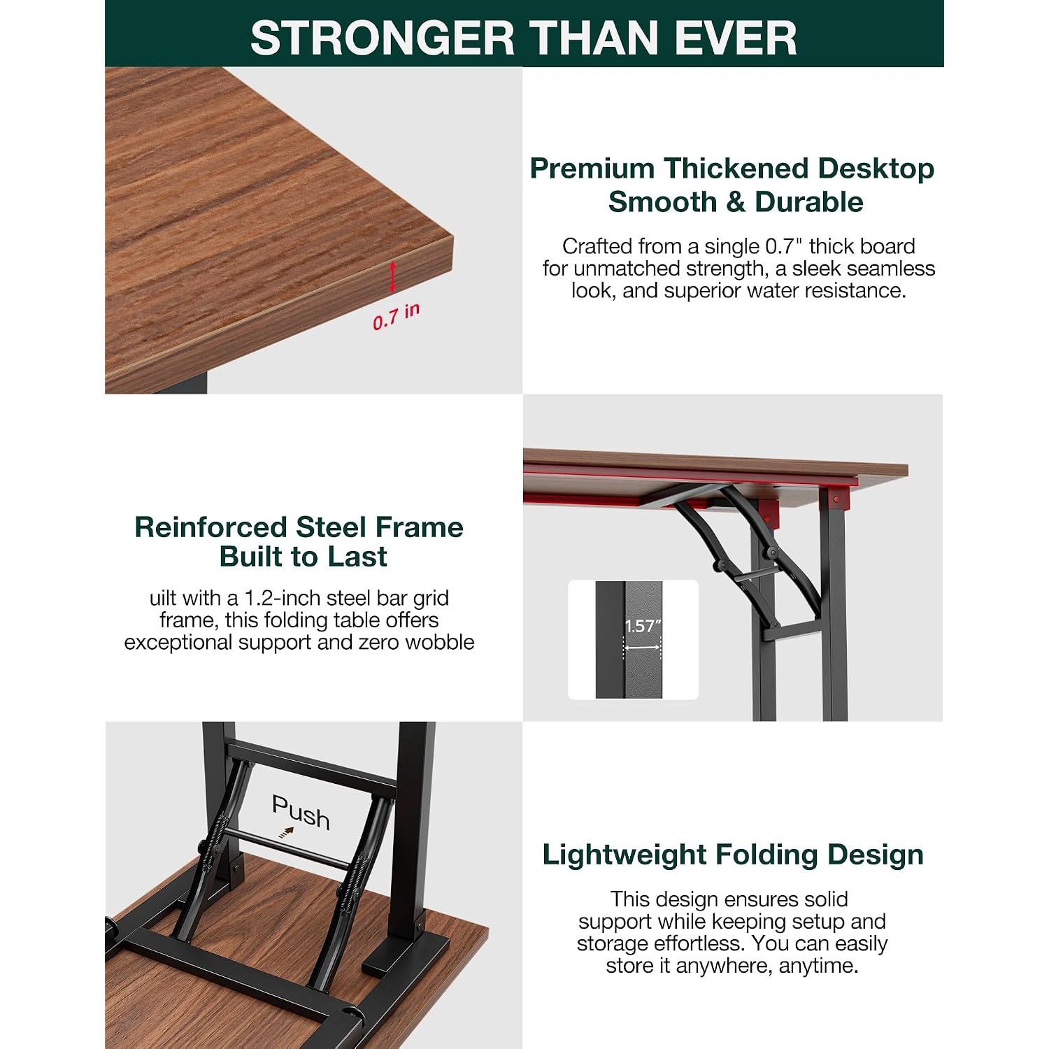 Small Folding Computer Desk – Portable 35.8 Inch Foldable Laptop Table, No-Assembly, Collapsible And Compact For Easy Storage, Lightweight For Small Spaces, Craft And Study Use, Dark Walnut