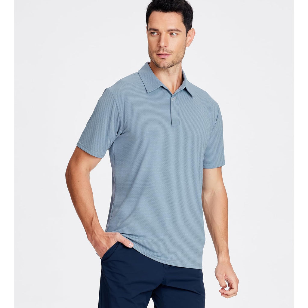 Esabel.C Jacquard Golf Shirts For Men Moisture Wicking Short Sleeve Performance Dry Fit Active Mens Polo Shirts