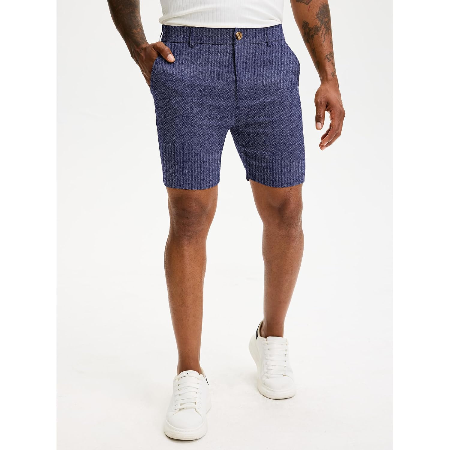 Comdecevis Men'S Slim Fit 7" Inseam Chino Shorts - Stretch Skinny Dress Shorts For Work Casual