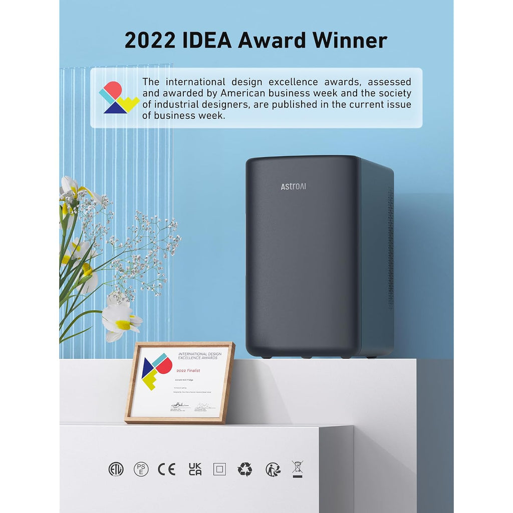 Astroai 2.0 Gen 6L/8 Cans Mini Fridge, Cooler & Warmer, 110V Ac/12V Dc | Compact Small Refrigerator, Energy Efficient & Quiet, Portable For Bedroom, Car, Office & Dorms, For Makeup Skincare Use