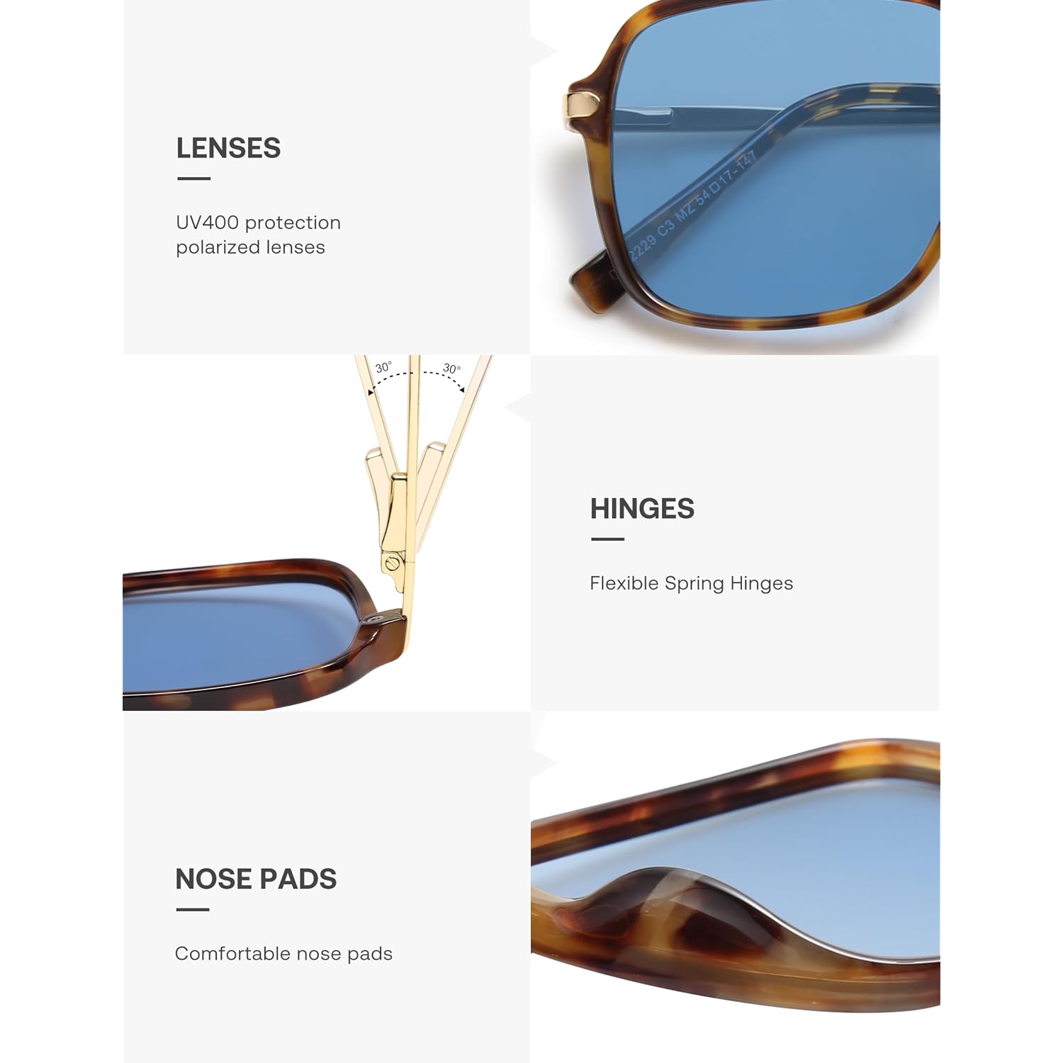 Sojos Aviator Sunglasses For Women & Men, Square, Designer, Polarized, Double Bridge Pilot,90S Retro Shades Sj2229