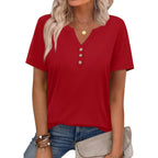 Xieerduo Womens Summer Tops Short Sleeve Henley Shirts Casual V Neck T Shirts Business Work Blouses Dressy 2026
