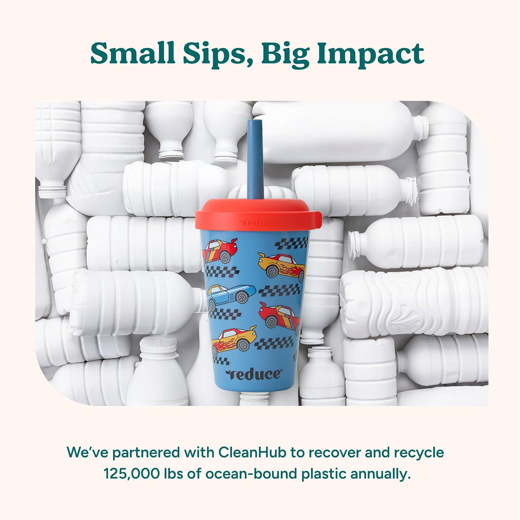 Reduce Gogo'S Kids Portable Tumbler Cups With Lids And Spill-Proof Straws - 5 Pack Of Stackable 12 Oz Tumblers With Twist-On Lids - Easy Storage, Dishwasher Safe - New Explorer