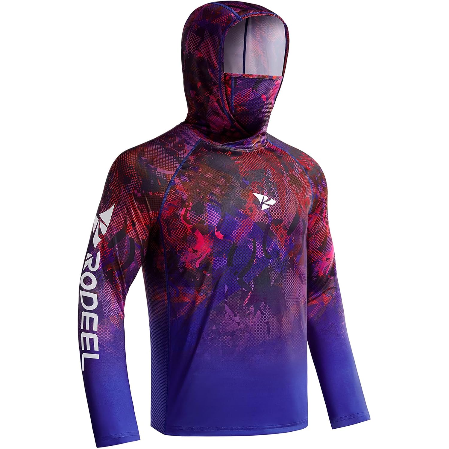 Rodeel Upf 50+ Men’S Long Sleeve Performance Fishing Hiking Shirt With Mask Uv Neck Gaiter Hoodie