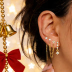 Moodear Dangle Earrings 3/4 Pairs Dainty 14K Gold Plated Earrings for Women Trendy Chain Earring Stacks Set Cubic Zirconia Drop Hoop Stud Hypoallergenic Earrings for Women Jewelry Gifts