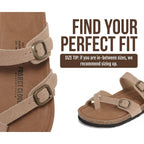 Project Cloud 100% Genuine Leather Womens Sandals -Lightweight Womens Slides Memory Foam Insole & Cork Footbed Sandals Women - Non-Slip Beach Essentials Summer Sandals For Women 2026 (Lian)