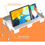 Hiree Bedside Shelf For Dorm Bunk Bed With Usb Charging Port And 2 Ac Outlets, Bedside Caddy, Bunk Bed Extender, Attachable Bedside Table, College Dorm Essential Clip On Bedside Tray, Plus Size, White