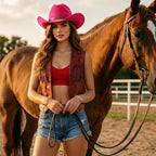 Western Cowboy Hats For Women Classic Felt Wide Brim Fedora Hat With Belt Buckle Retro Panama Hat Unisex Rolled Up Cap