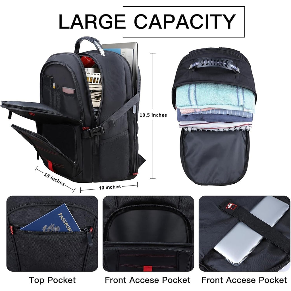 Anterk Extra Large Travel Laptop Backpack 17.3 In Carry On Backpack For Men | Travel Backpack Anti Theft Water Resistant College Bussiness Tsa Airline Approved Work Computer Backpack, Black