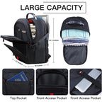 Anterk Extra Large Travel Laptop Backpack 17.3 In Carry On Backpack For Men | Travel Backpack Anti Theft Water Resistant College Bussiness Tsa Airline Approved Work Computer Backpack, Black