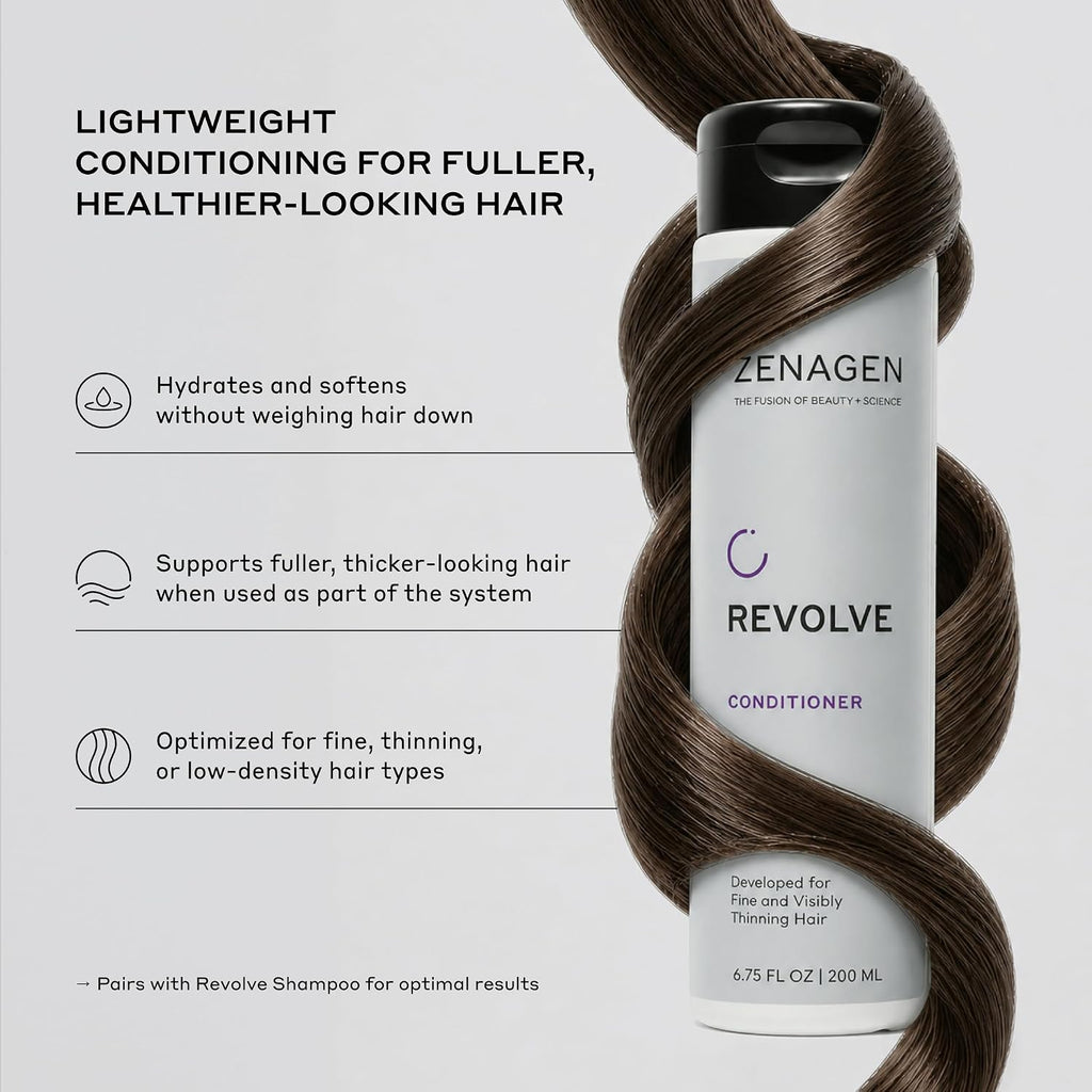 Zenagen Revolve Conditioner (Unisex) | Supports Scalp Health & Appearance Of Fuller, Healthier Hair, Developed For Fine & Visibly Thinning Hair, Plant-Based, Color-Safe, Vegan