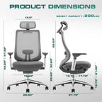 Colamy Ergonomic Mesh Office Chair, High Back Office Chair, Computer Executive Desk Chair With Lumbar Support,Adjustable Headrest And 4D Arms, Slide Seat, Tilt Lock-Darkgrey New