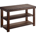 Pipishell Bamboo Shoe Rack Bench, 3 Tier Sturdy Shoe Bench, Storage Shoe Organizer, Holds Up To 300Lbs For Entryway Bedroom Living Room Balcony, Brown