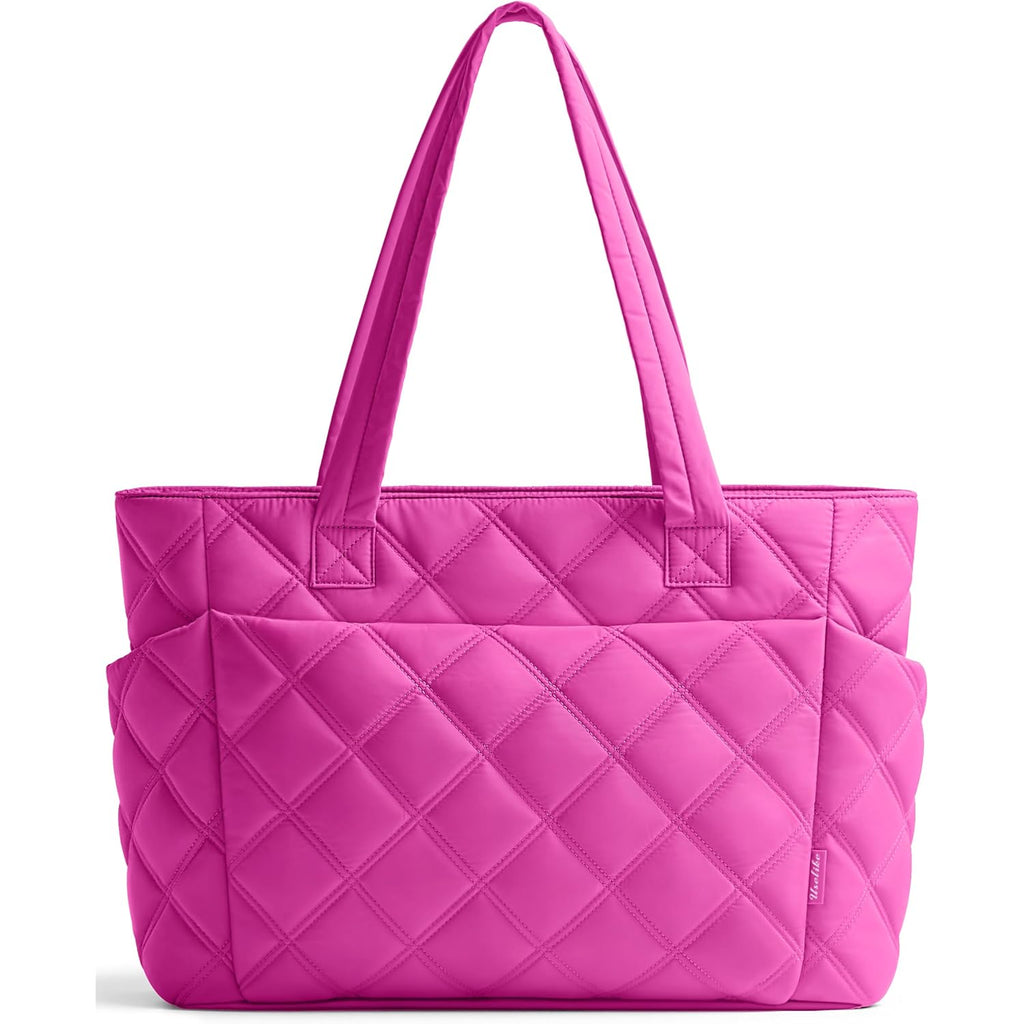 Tote Bag For Women, Lightweight Puffer Tote Work Bags With Compartments For Travel, Quilted Shoulder Bag With Zipper