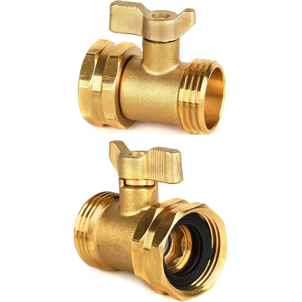 2 Pack Garden Hose Shut Off Valve - Extended Handle | 3/4" Heavy Duty Solid Brass Hose Connector Water Shut Off Valve Hose Shutoff Valve With 4 Pcs Hose Washers