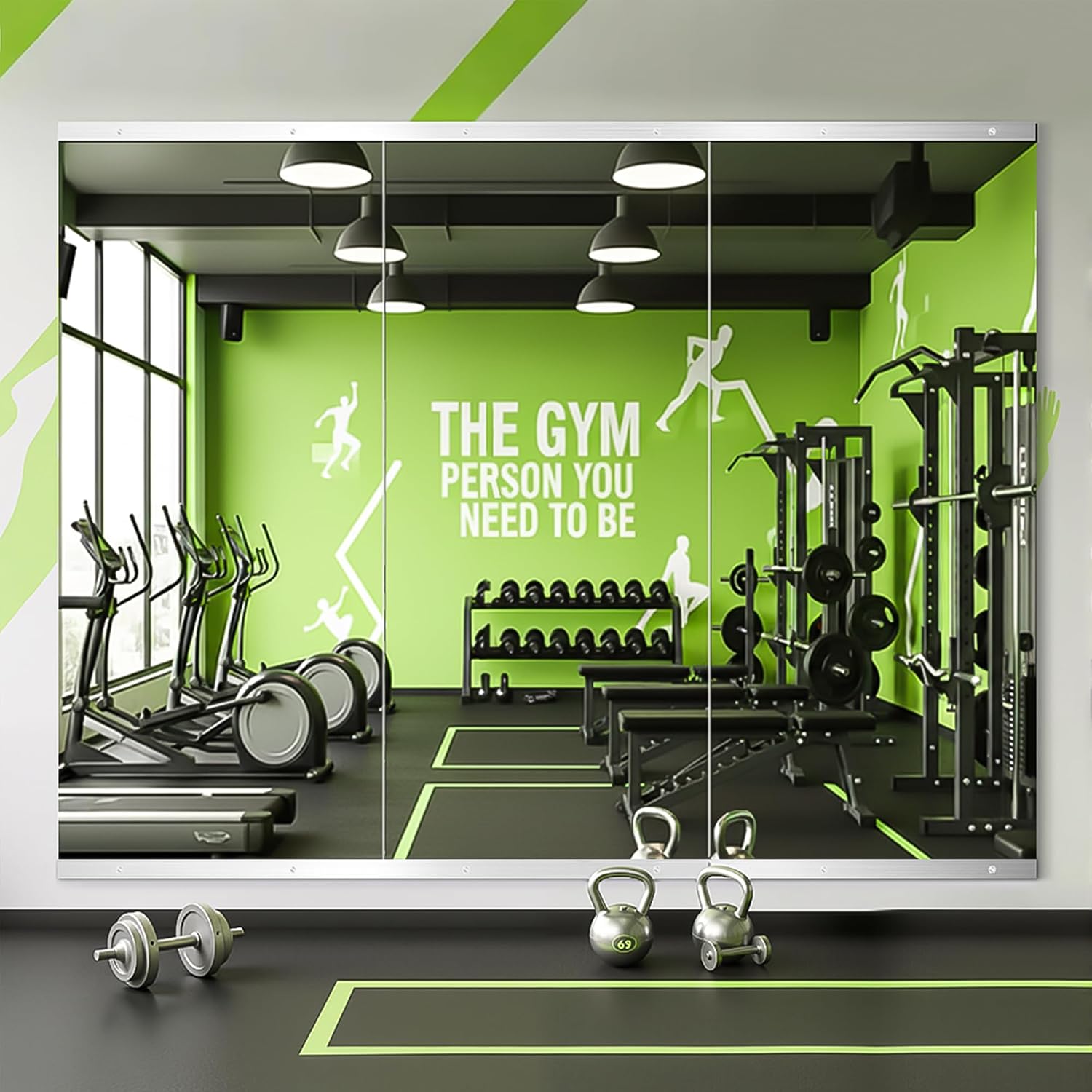 Fictor Home Gym Mirror For Wall, 50"X25"X3 Pcs Workout Mirrors For Home Gym | Shatterproof Tempered Glass, Frameless Full Length Body Mirror For Garage, Dance Studio, Yoga Room, Bedroom