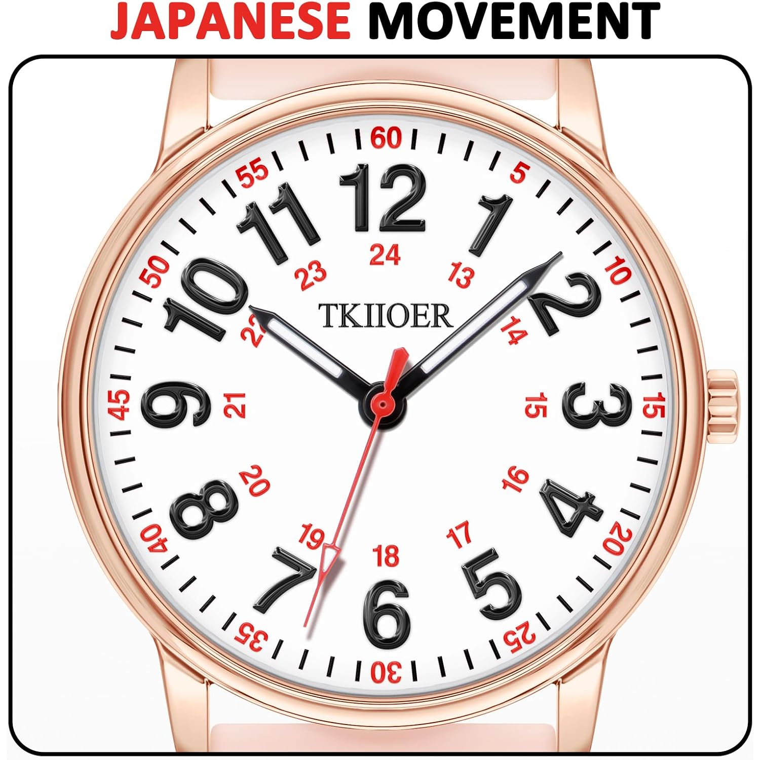 Nurse Watch For Nurse Medical Professionals Students Women Men, 50M Waterproof 12/24 Hour Military Time Luminous Easy Read Dial, Second Hand Watch For Nursing