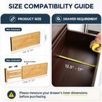 Fabsome Dresser Drawer Organizers 6 Pack, 4.65'' High Adjustable From 12.5-17‘’ Bamboo Drawer Dividers For Clothing Baby Clothes, Wooden Separators For Dresser Nursery Organization With Soft Foam Ends