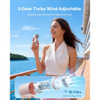 Gaiatop Portable Handheld Mini Fan, 6 Speeds 16900 Rpm High Velocity Personal Fan With Led Display, Usb Rechargeable, Mini Fan With Lanyard For Makeup, Travel, Outdoor Fan For Women Girl Gift, Pink