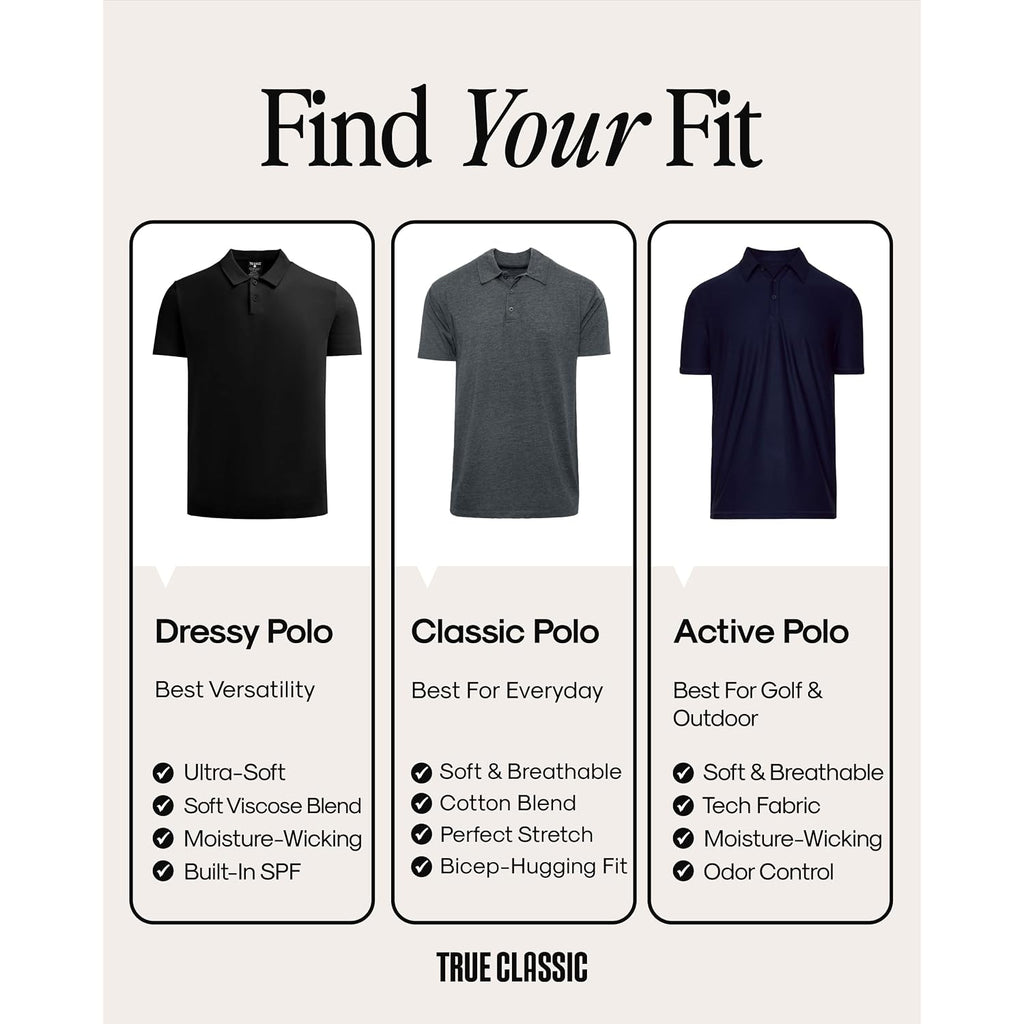 True Classic Novelty Polo Shirts For Men – Mens Polo Shirts Short Sleeve Cotton, Dry Fit Golf Shirt For Men