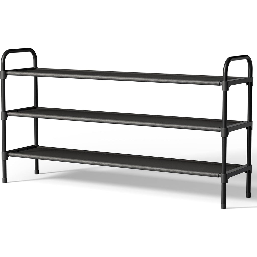 Kitsure Shoe Rack, 39" Wide Extra-Long Shoe Organizer, 3-Tier, Black | Closet, Front Door Entrance, Entryway, Stackable & Detachable Shelf, Closet Organizers And Storage