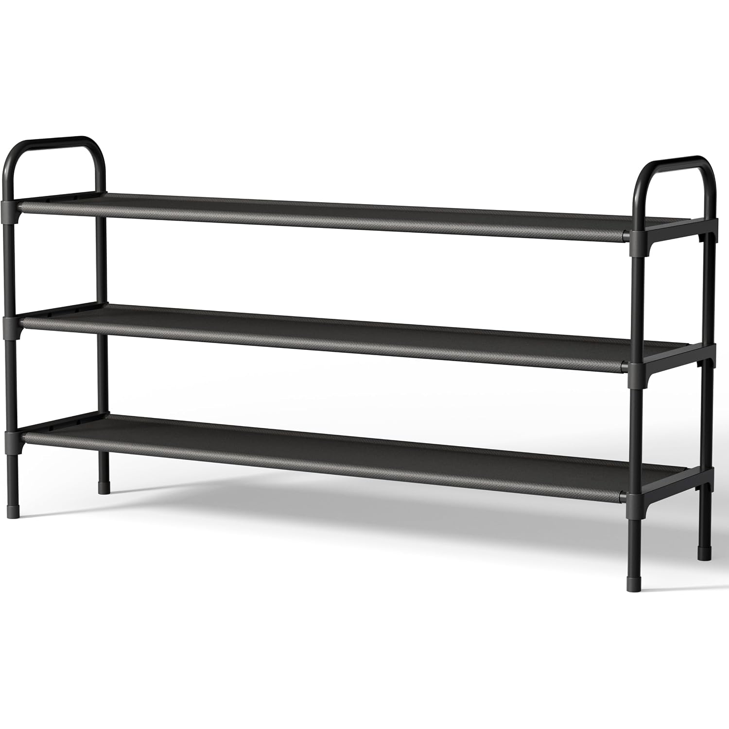 Kitsure Shoe Rack, 39" Wide Extra-Long Shoe Organizer, 3-Tier, Black | Closet, Front Door Entrance, Entryway, Stackable & Detachable Shelf, Closet Organizers And Storage