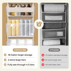 5 Tiers Over The Door Organizer With 10 Mesh Side Pockets, 44 Lbs Weight Capacity Closet Hanging Storage Organizer With Large Clear Window Kids Toys, Shoes, Diapers, Beige