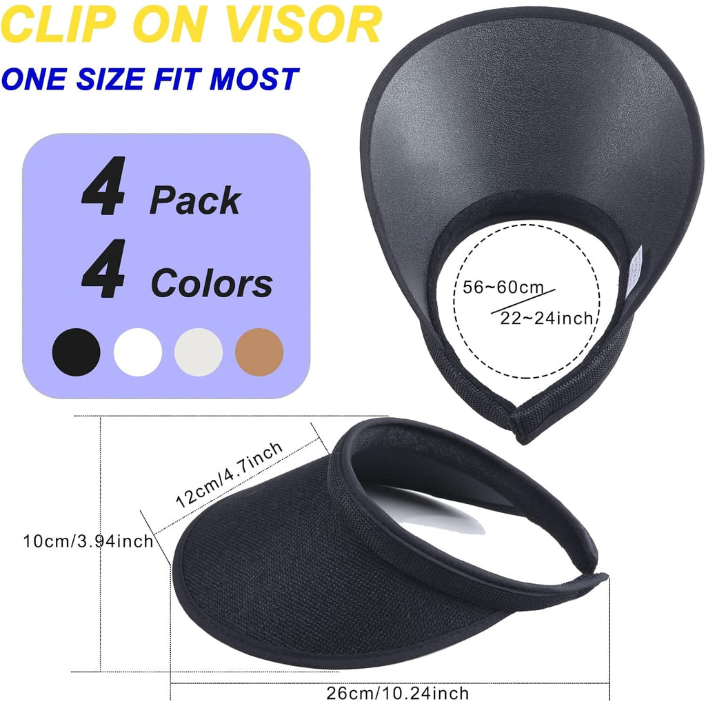 MULIMU 4-Pack Women Wide Brim Sun Visor UV Protection UPF50+ Hat Golf Visor with Clip