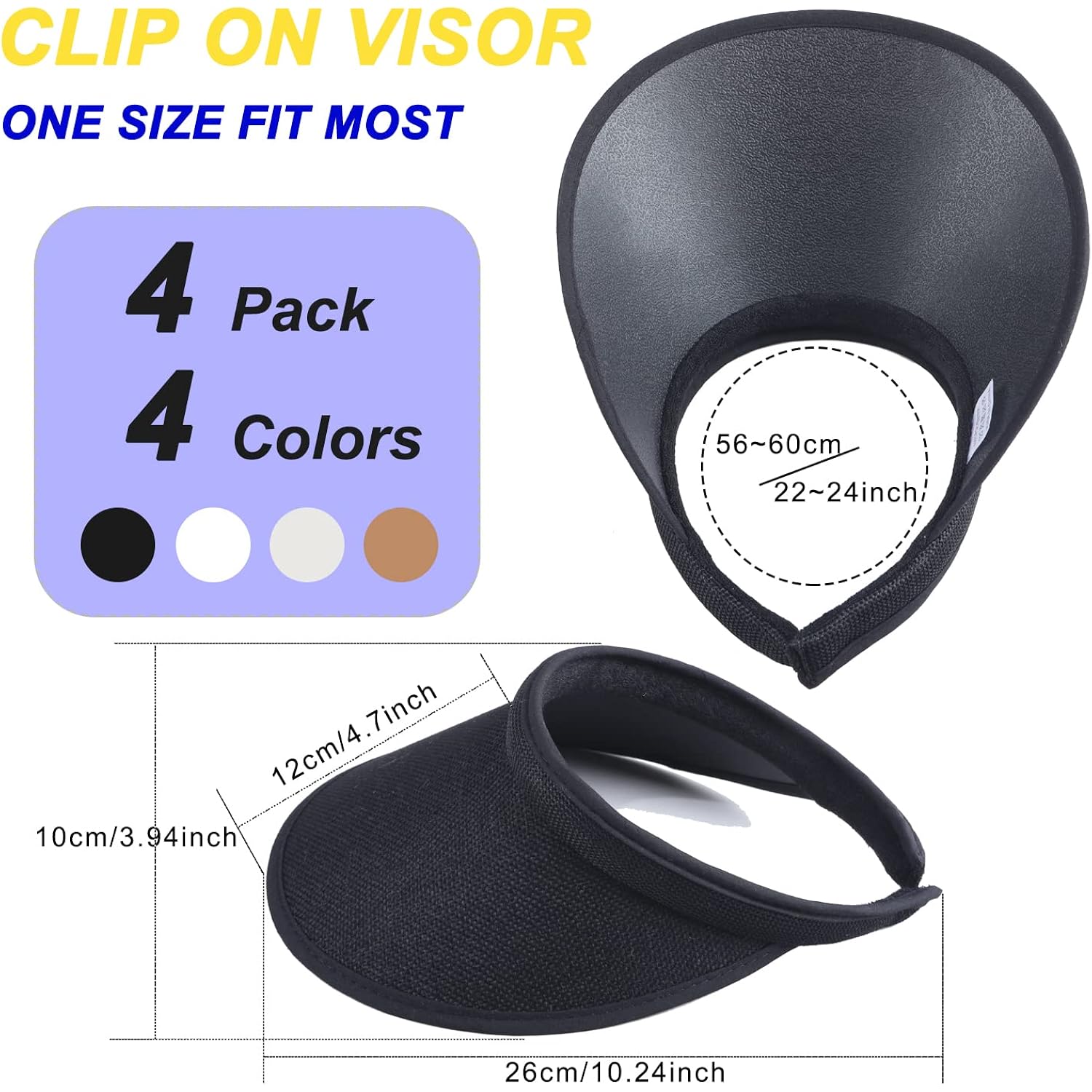MULIMU 4-Pack Women Wide Brim Sun Visor UV Protection UPF50+ Hat Golf Visor with Clip