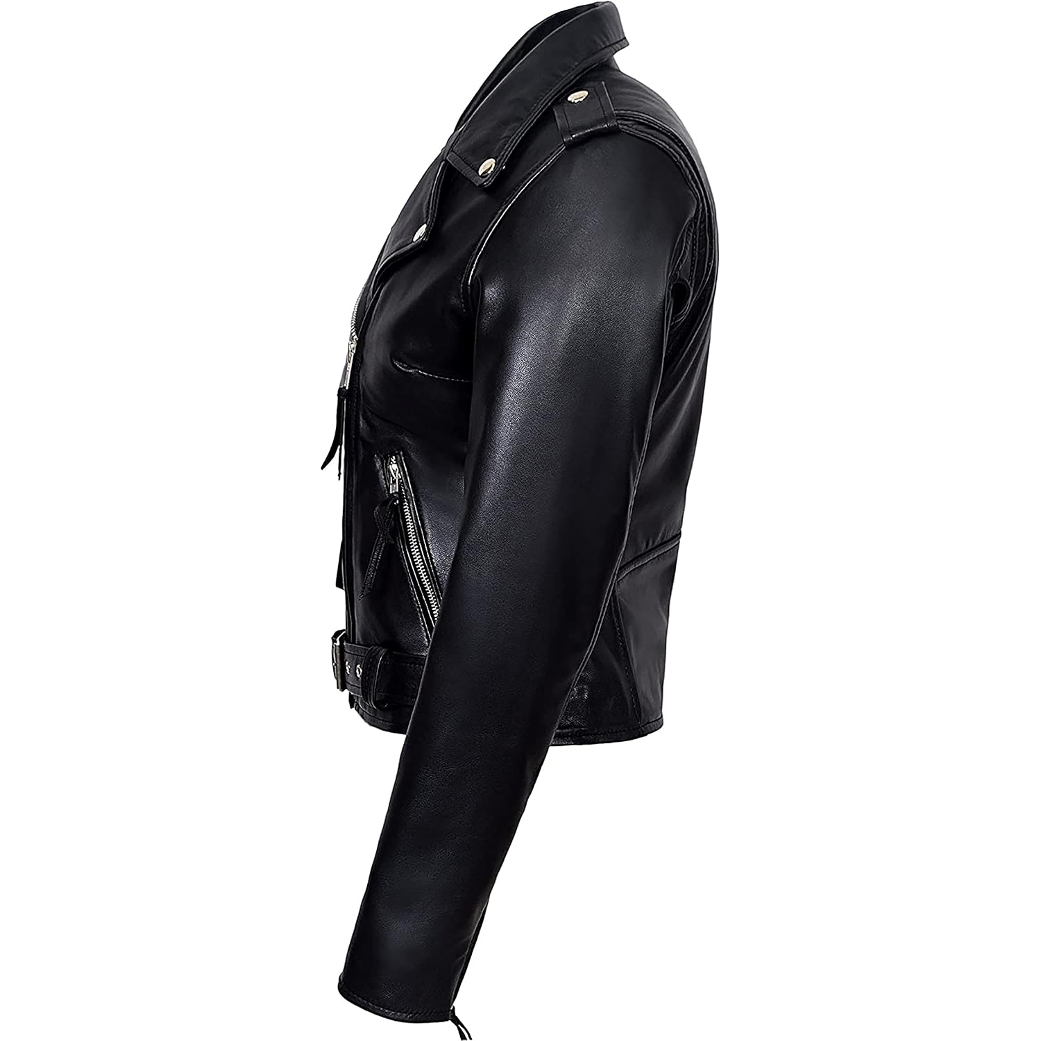 Valentine Romance Ladies Black With Red Lining Real Leather Brando Fitted Urban Look Biker Jacket
