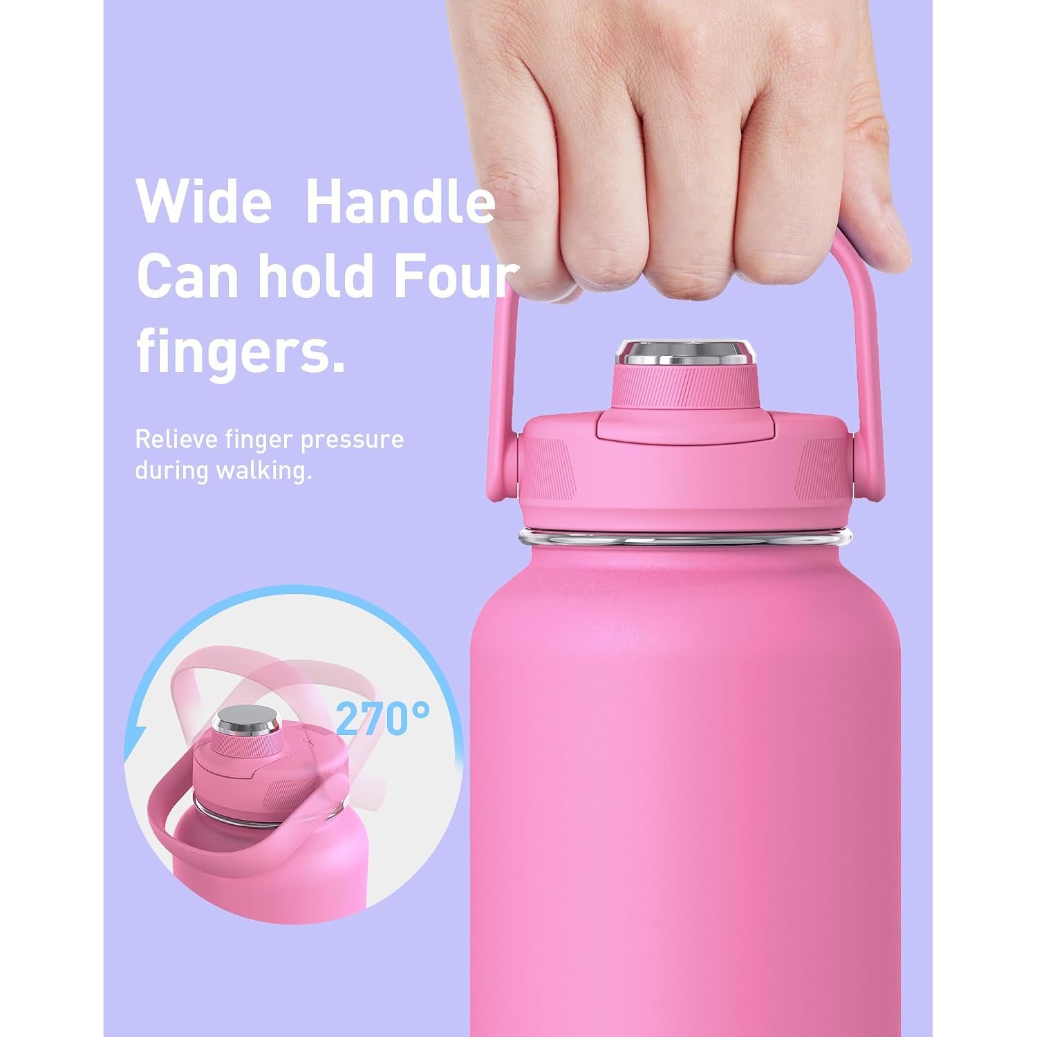 Tourit 32 Oz Insulated Water Bottle, Stainless Steel Sports Water Bottles With Top Handle, Double-Wall Travel Thermal Water Flask, Bpa Free Leakproof Water Bottle For Sports And Travel (Obsidian)