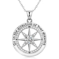 2026 Graduation Gifts for Her-925 Sterling Silver Graduation Compass Necklace College Graduation Gifts for Women Her Granddaughter Daughter 2026