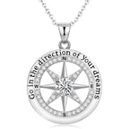 2026 Graduation Gifts for Her-925 Sterling Silver Graduation Compass Necklace College Graduation Gifts for Women Her Granddaughter Daughter 2026