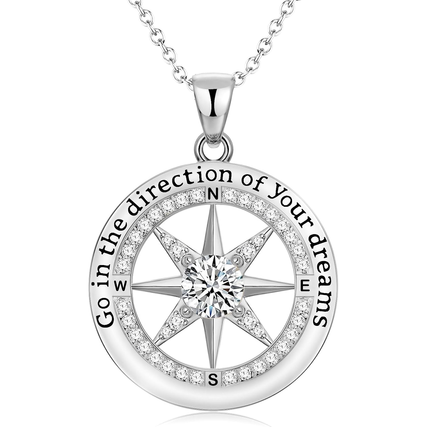 2026 Graduation Gifts for Her-925 Sterling Silver Graduation Compass Necklace College Graduation Gifts for Women Her Granddaughter Daughter 2026