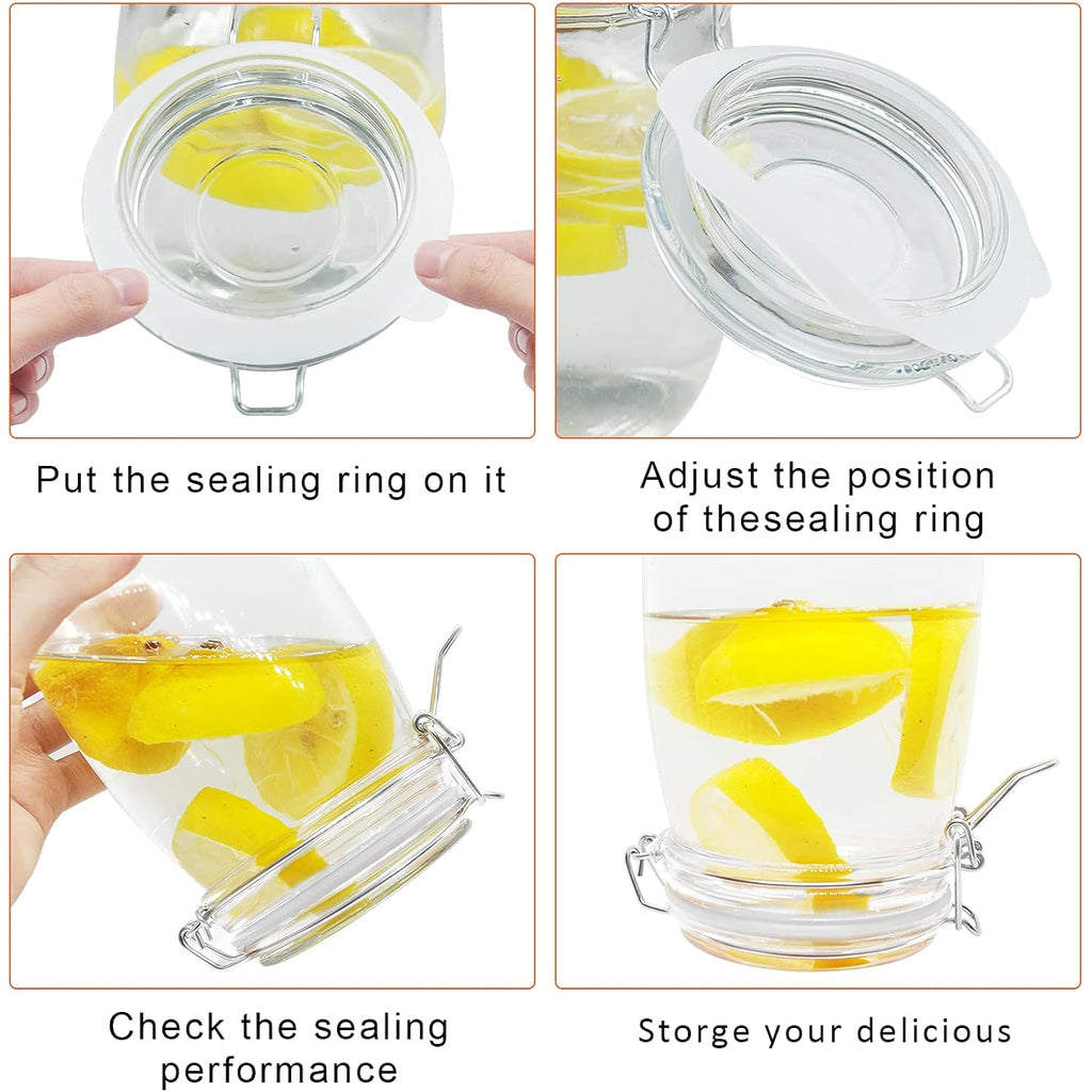 12 Pieces Rubber Seals Rings For Glass Jars, Airtight Silicone Replacement Gasket, Leakproof Silicone Gasket Sealing Rings For Mason Jars, Elastic And Fits Most Sizes (White)