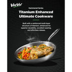 Titanium pans for cooking Non Stick,12" Uncoated Hammered titanium pro frying pan, PFAS Free Cookware, Butter warmer skillet, Induction & Oven-Safe
