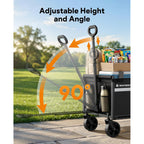 Collapsible Wagon Cart With Wheels, 220Lbs For Grocery Shopping Camping | 110L Capacity Wagons Carts Foldable,220Lbs Heavy Duty Wagon Carts, Lightweight Portable Utility Cart,All-Terrain Wheels
