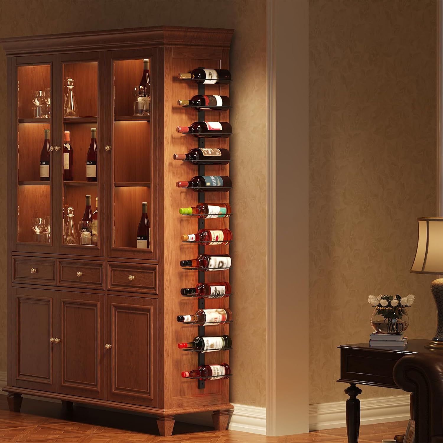 X-Cosrack 12 Bottle Wall-Mounted Wine Rack, Detachable Storage Organizer Used As One Or Four, Diy Wall Hanging Bottle Holder, For Dining Room, Bar, Wine Cellar